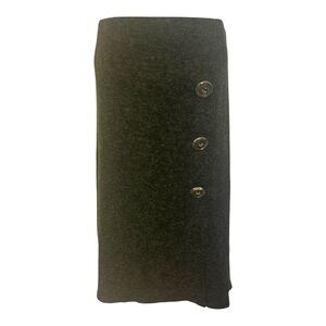 Monroe & Main Midi Sweater Pencil Buttons Charcoal Gray Office Dinner Skirt